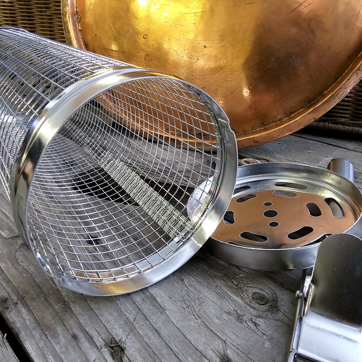 Grillkorg Cylinder – avtagbart handtag – grilltub att rulla runt på gallret - Bild 4