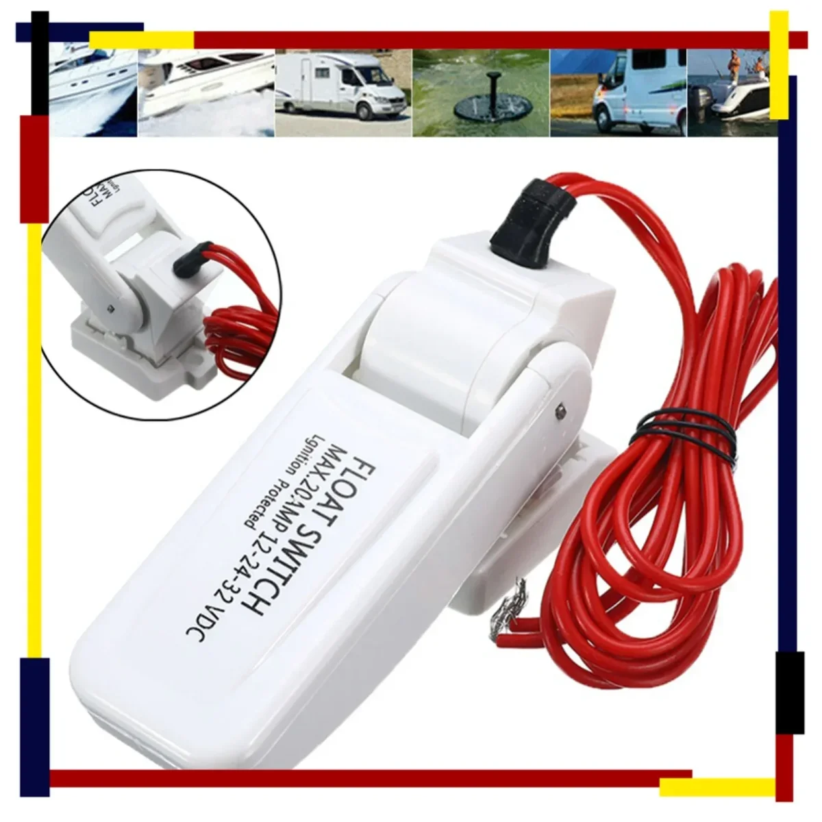 20A Flottörbrytare för Länspump - Automatisk Vattennivåkontroll 12V/24V/32V