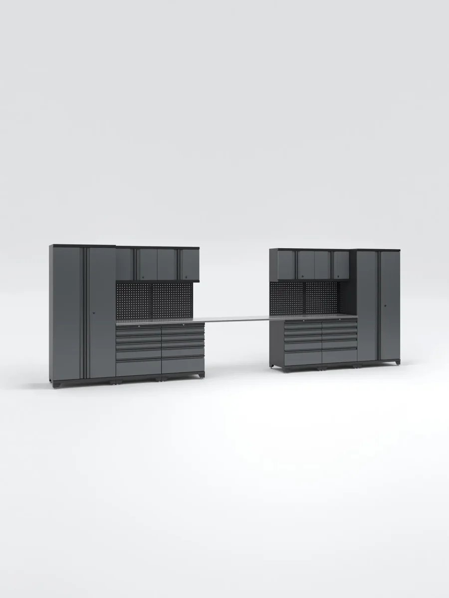 Garageinredning med 10 delar – set 2, Black edition – Grå, PRO