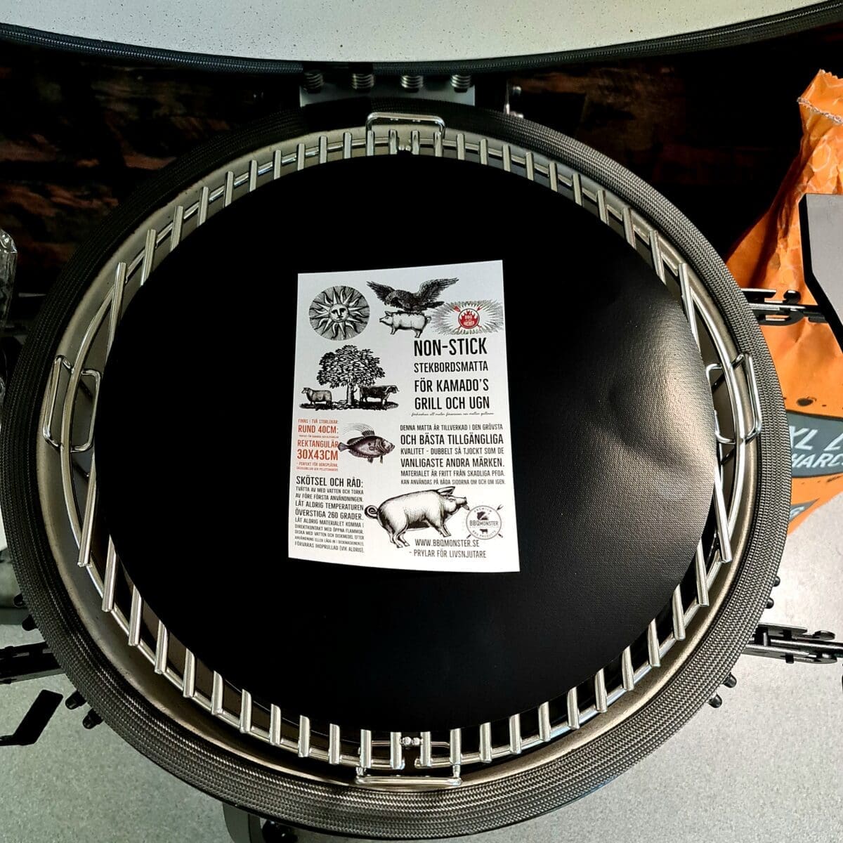 Non-stick grillmatta rund 40cm, för Kamado, grill, ugn och bakning