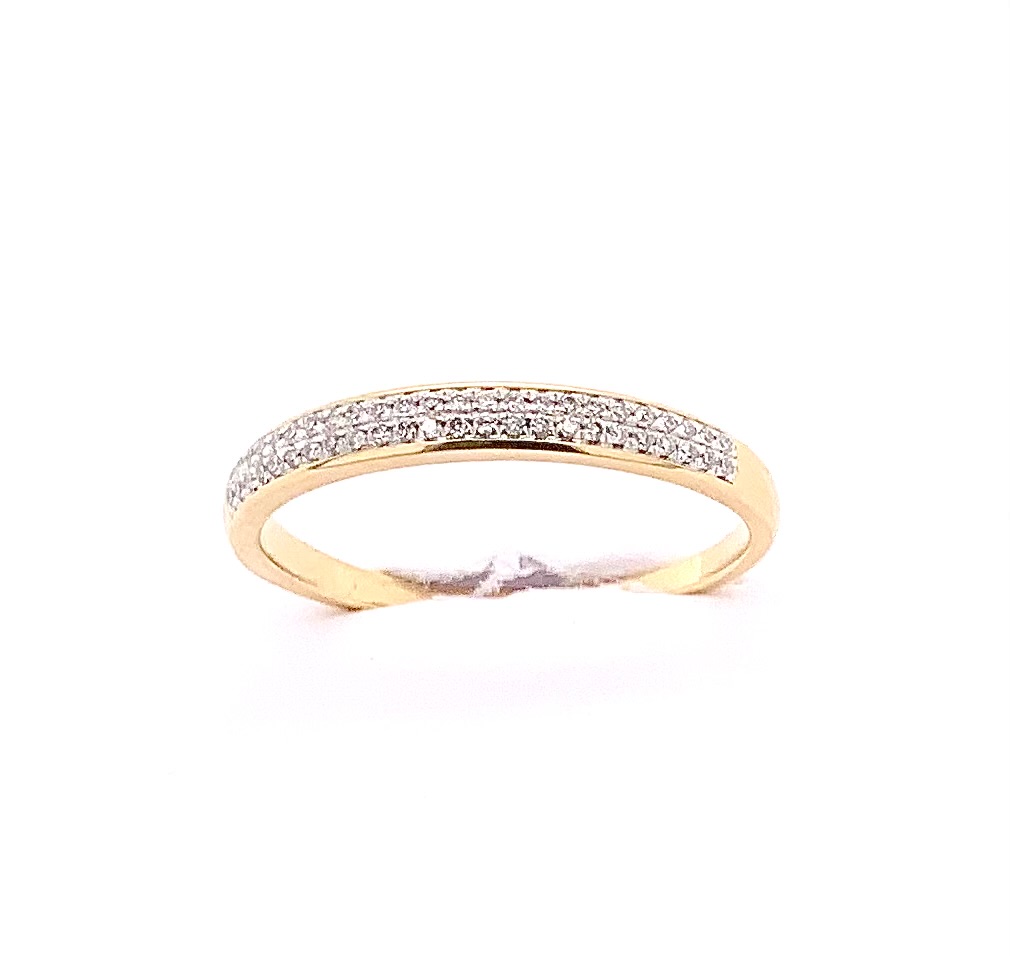 Alliansring dubbel 48st brillianter 0,15ct 18k massiv skena